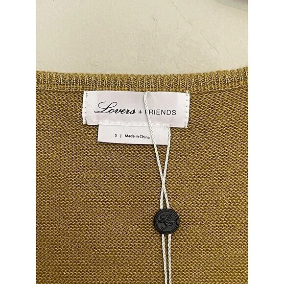 Lovers + Friends Blouse Ivy Crop Top Ruffle Trim Mustard Gold Size Small - Picture 3 of 4